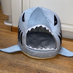 Plush shark cat bed